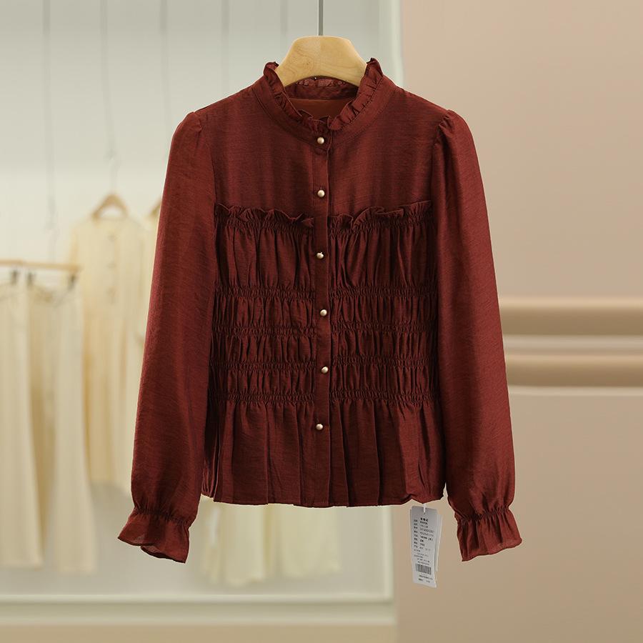 

Ханфэн Женская летняя рубашка с оборками и расклешенными рукавами L