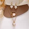 Elegant Pearl Heart Necklace, Earrings, and Ring Set – French-Inspired Jewelry Trio