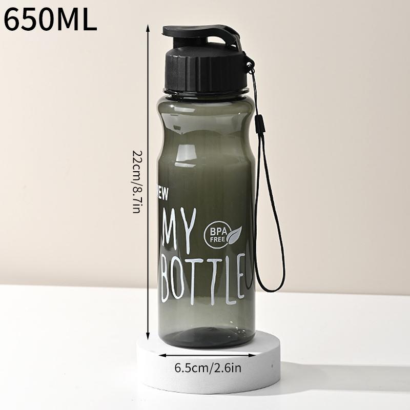 650ML Transparent&Bärbar Läckagesäker Shaker Sportvattenflaska med Lock För Skola Gym Resor Flicka Pojke BPA-fri