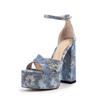 Fashion 2024 Summer Mixed Color High Heel Women's Sandals New Waterproof Platform Buckle Blue Large Size 36-43 Sexy Women's Shoes