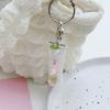 Strawberry Beaded Phone Accessory Unique Pink Lace Ribbon Beaded Phone Tassels with Strawberry and Pendant