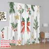 2 Stück, 2D-Flachdruck Vorhang Beliebte Weihnachtsschleife Stechpalmenbeere Baum (2) 100% Polyester (ohne Stange) Art Deco Festlich Perfekt