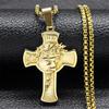 Vintage INRI Crucifix Jesus Cross Necklace for Men Women Stainless Steel Gold Color Christian Chain Gift Jewelry colar NZZ469S02