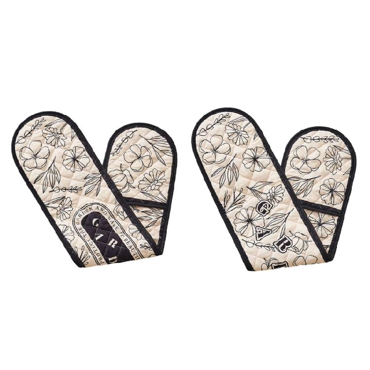 Long Fetter Oven Gloves Reinforced Heat Security Never Slip Outside for Baking Roasting Cooking