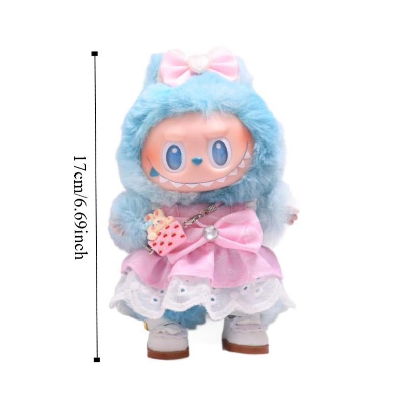 Hasentasche Labubu Puppenkleid Schleife 17cm Plüschpuppen Kleidung Baumwollpuppen Zubehör