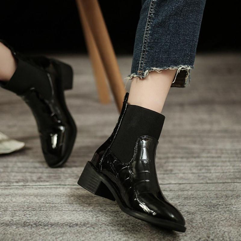 

Модные женские короткие ботинки на флисовой подкладке, теплые комбинированные кожаные клетчатые ботильоны для женщин по акции, осенние готические распродажи, горячие ботильоны Y2k 40