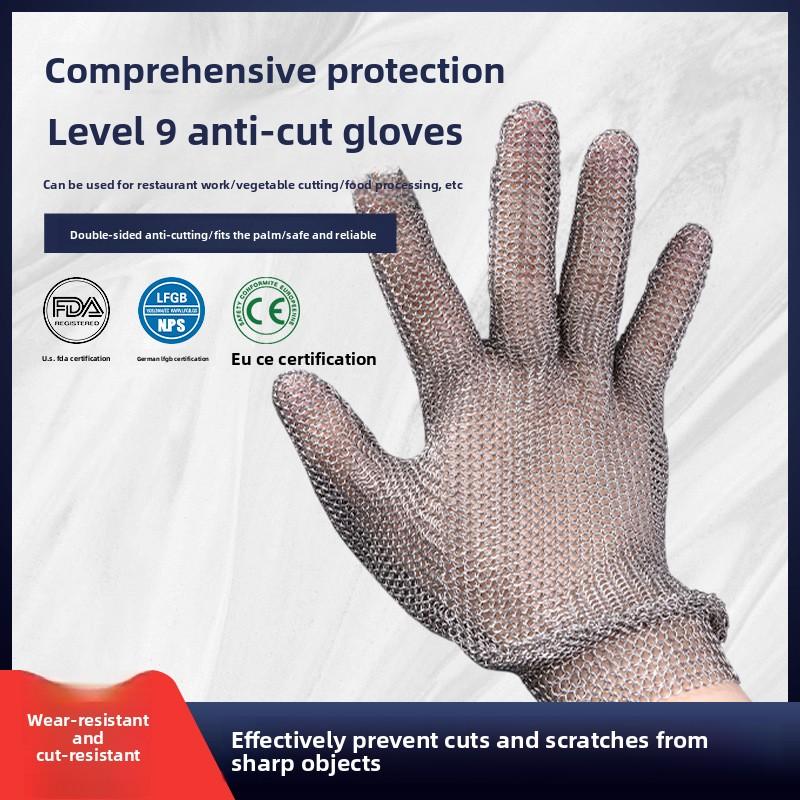 Protective Anti-Cut Gloves 316L Stainless Steel Ring Wire Gloves Slaughter Sewing