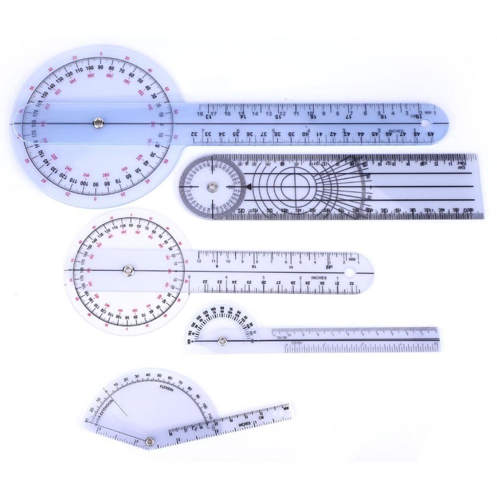 

5pcs 6/8/10inch 360 Degree Protractor Semitransparent Spinal Goniometer Physical Assessment