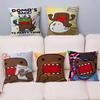 Cute Domo-Kun Maple Design Cushion Cover Happy Autumn Harvest Decor Holiday Decorati Pillow Cover