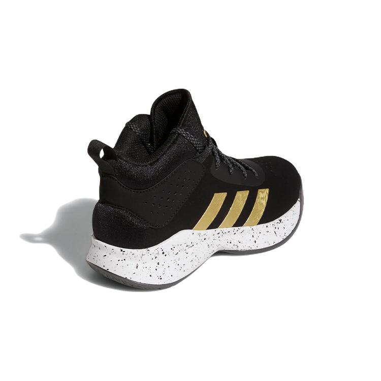 Adidas Cross Em Up 5 Fabric Casual Slip Resistant Abrasion Resistant Mid top Children's Basketball Shoes Black Gold GX4790