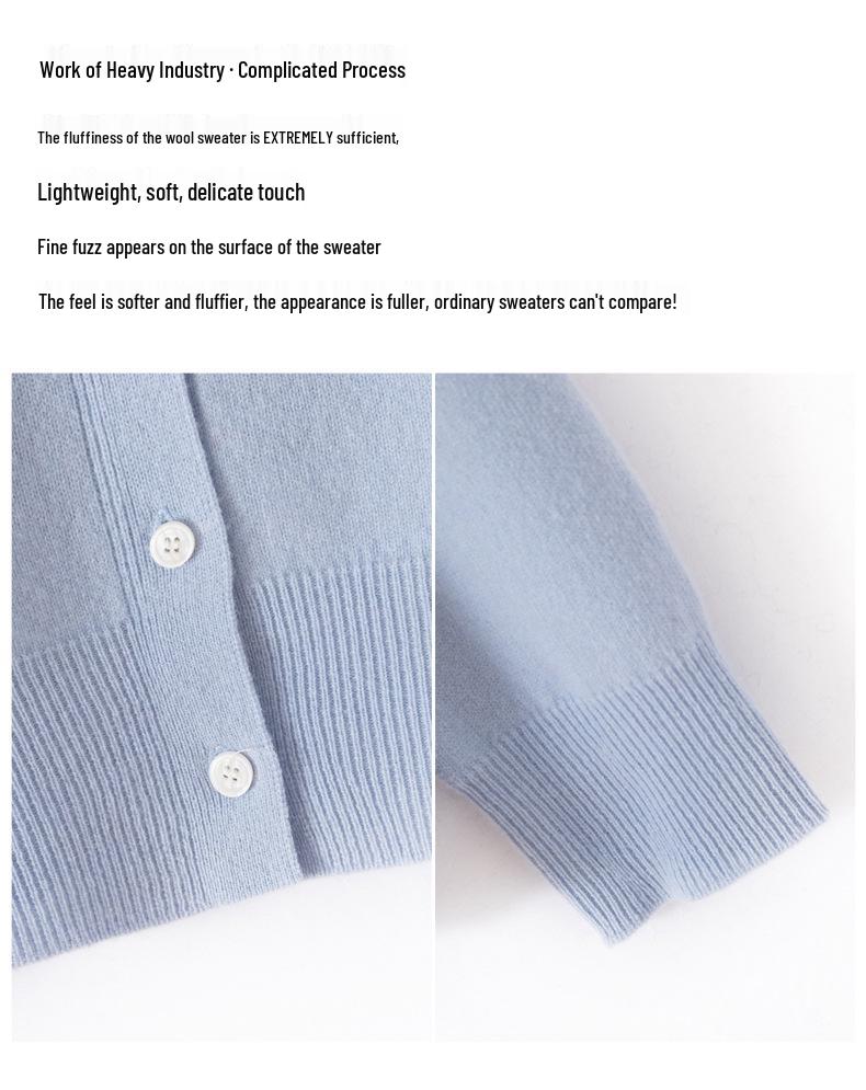 Plus Size Korean Style Wool Striped Two-Piece Cardigan - Slimming Short Autumn/Winter Top