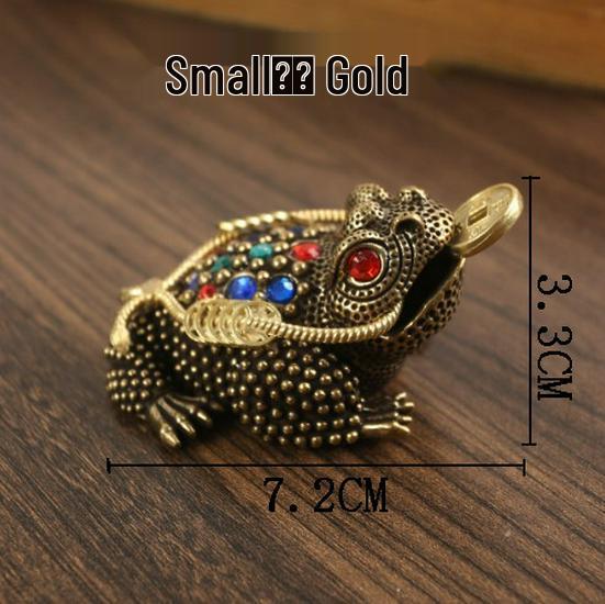 Brass Hollow Carved Rhinestone-Inlaid Three-Legged Gold Toad Ornament - Chinese Style Living Room Tea Pet