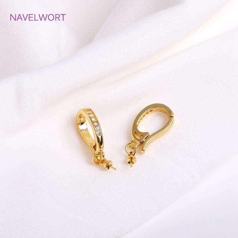 18K Gold Plated Hinged Necklace Enhancer,Inlaid Zircon Pearl Pendant Bail For DIY Necklace Making Supplies,Jewelry Accessories