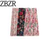 Za Spring New Arrivals Women's Clothing Zr European and American Style Fashion Single Layer Miyake Crinkled Printed Fringe Elastic Skirt