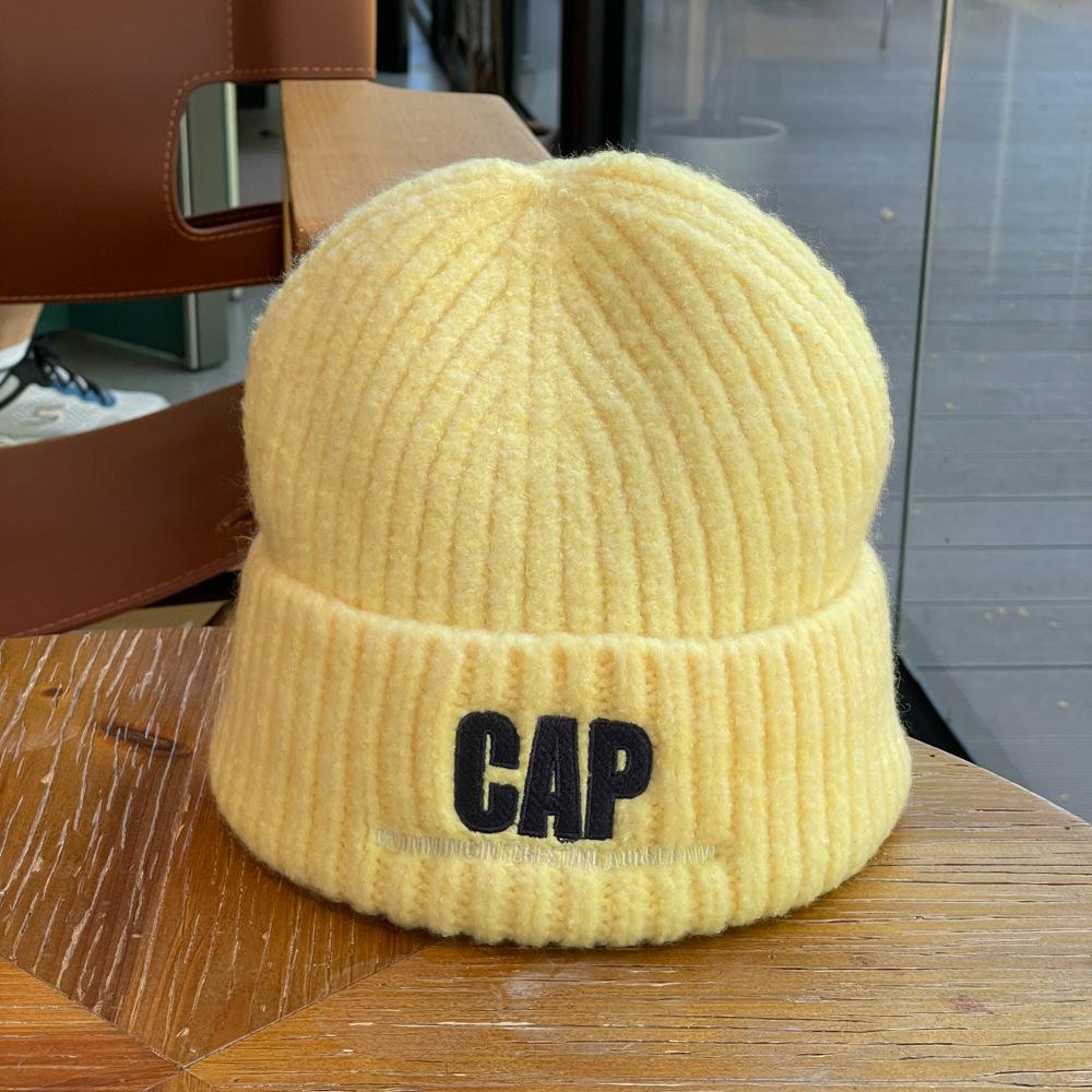 Autumn and Winter New Style Knitted Woolen Hat for Women Alphabet Versatile Couple Pullover Hat  Hip Hop Trendy Warm and Cold Hat for Men