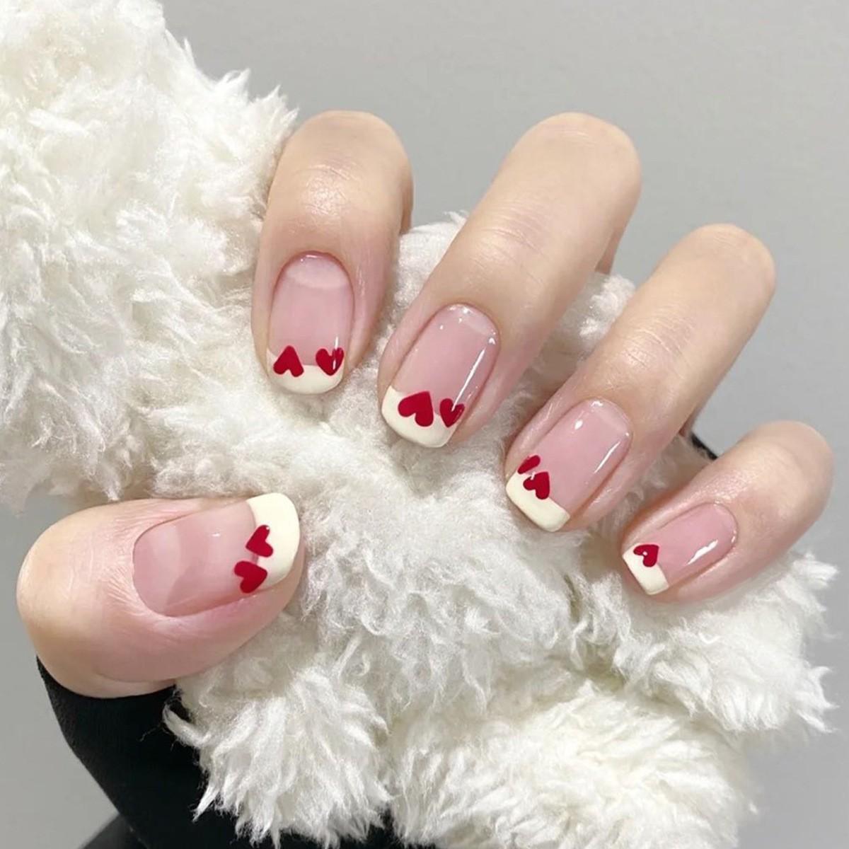 New white French-style handmade press-on nails, simple French manicure nail pieces, fake nails XA-28-04