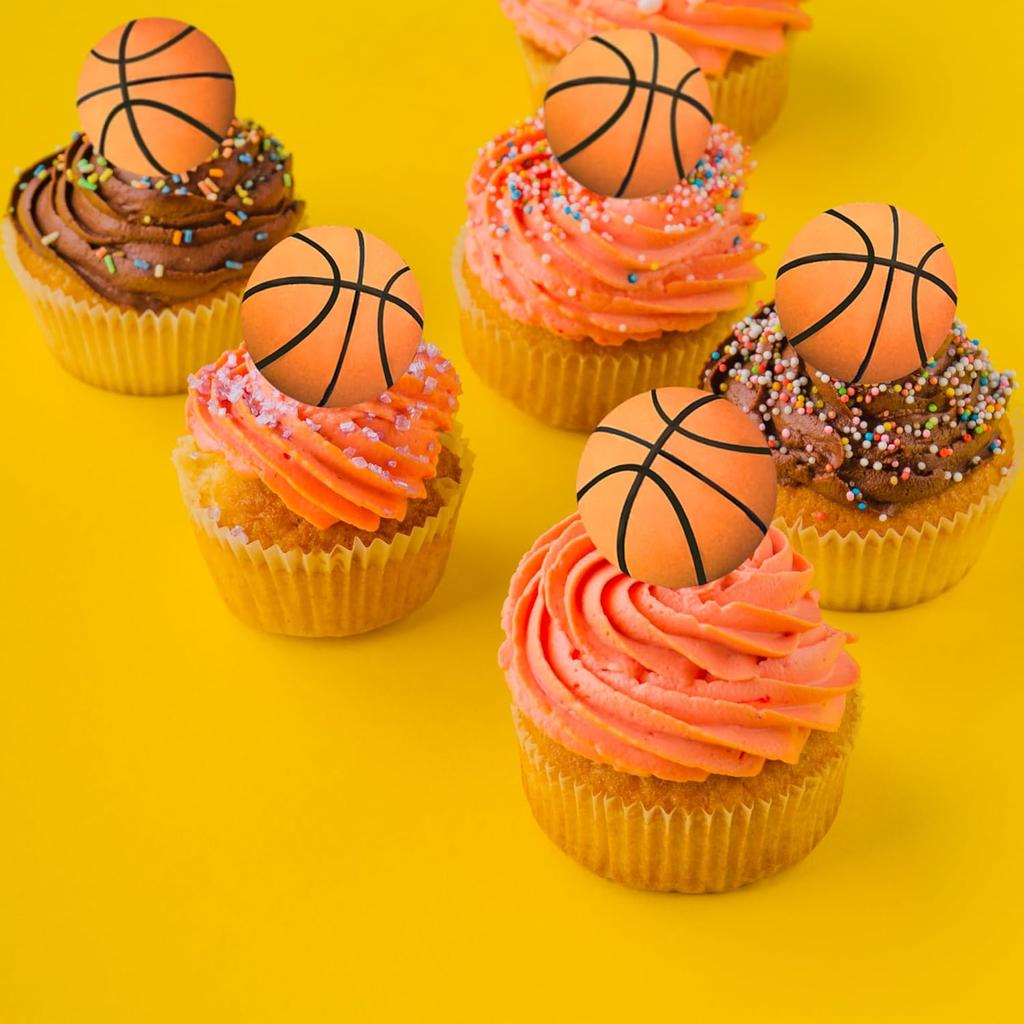 20pcs Basketball Cake Topper Mini Basketball Sports Theme Cupcake Toppers for Basketball Enthusiasts Birthday Party Sport Party