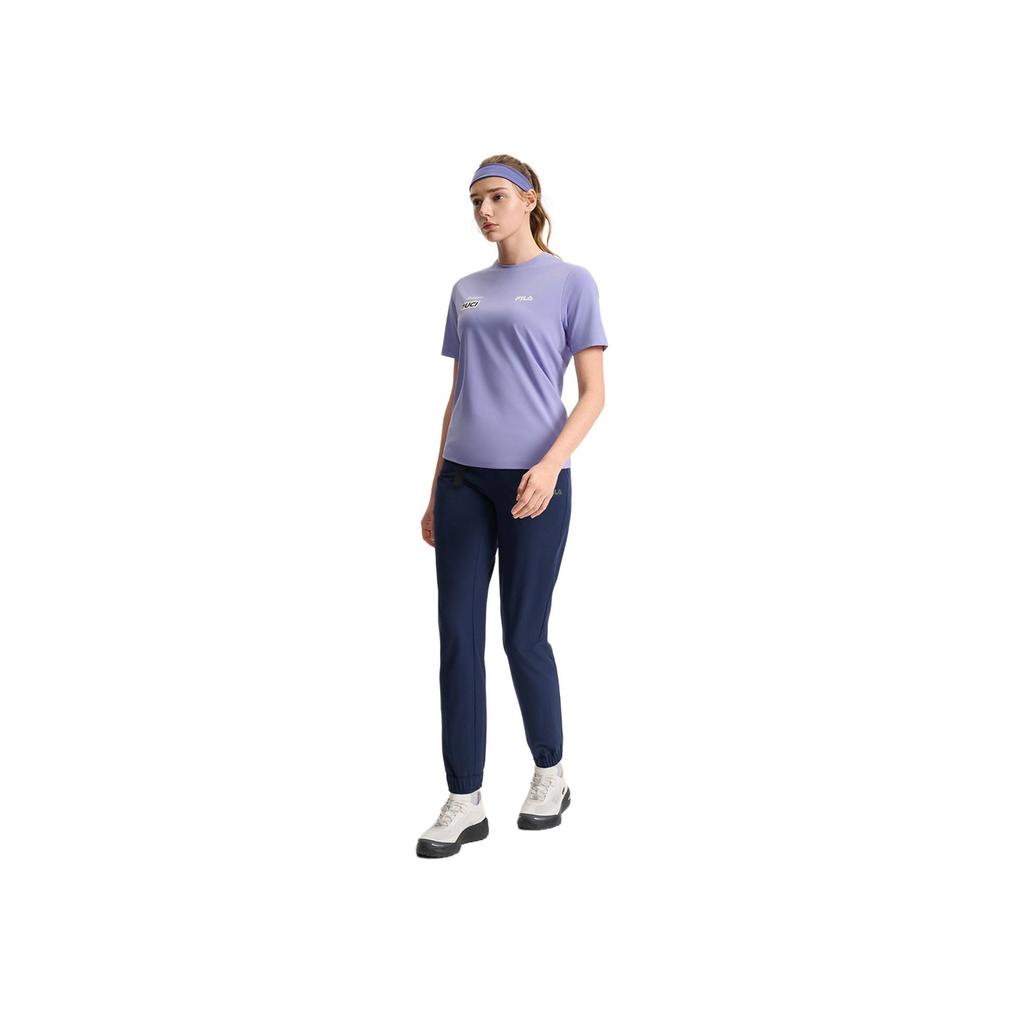 New FILA AthleticsCYCLING SS25 Knitted Sweatpants Women's Gemstone Dark Blue DB A11W528801F-DB