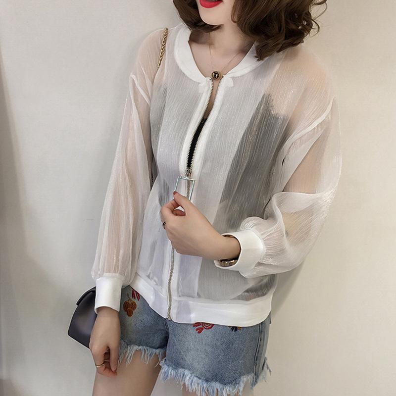 Plus Size Women's Summer Sun Protection Organza Zipper Jacket (2022 Korean Style)