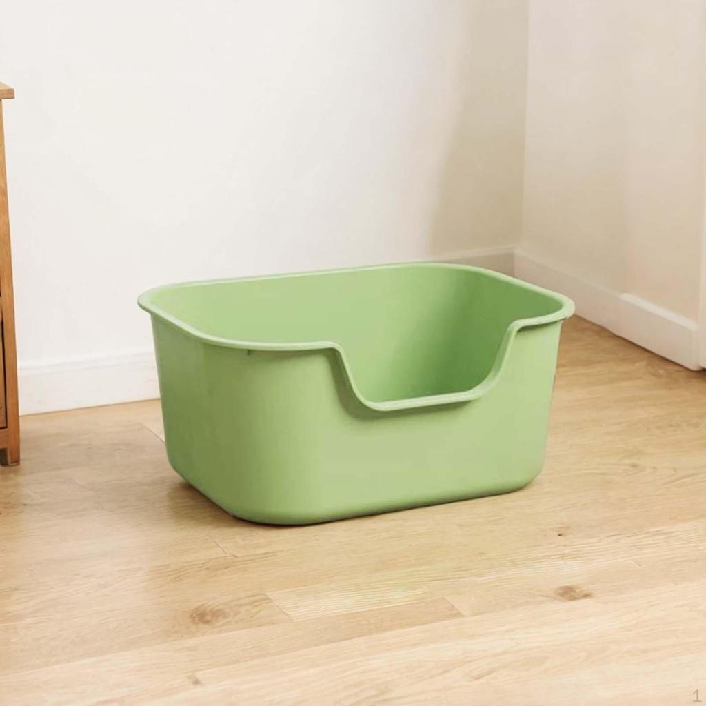 Litter Box, Open Top Cat Sandbox for Cats, Durable Bed Pan Cats with High, Box