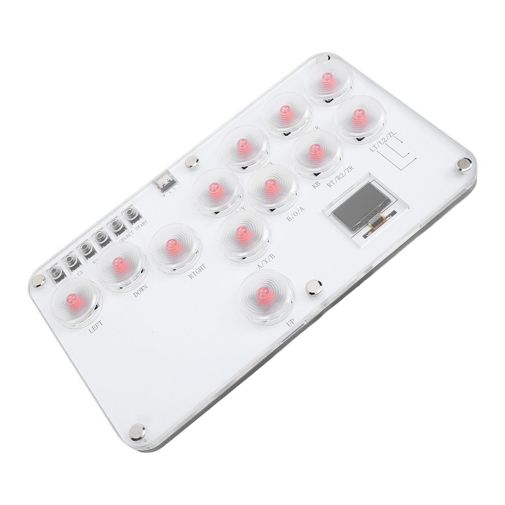 Leverless Game Controller Acrylic 12 Keys DIY Leverless Fighting Controller with Custom RGB and