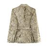 European and American cross-border women's clothing wholesale women's metallic colored thread velvet belt suit high-waisted lantern pants set