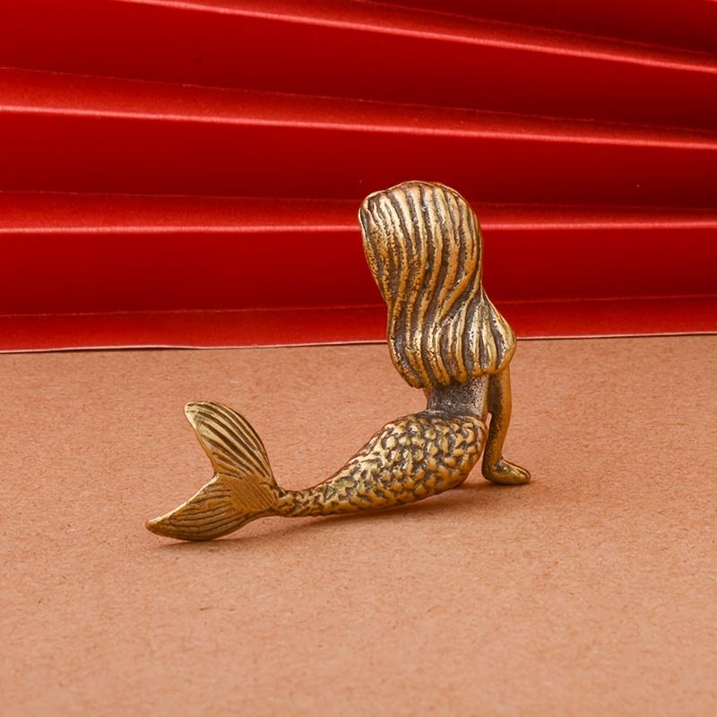 A Vintage Brass Mermaid Statue Perfect for Decorating Your Living Room Bookshelf Bar Cabinet Or TV Stand - Ideal for Festive Home Decor
