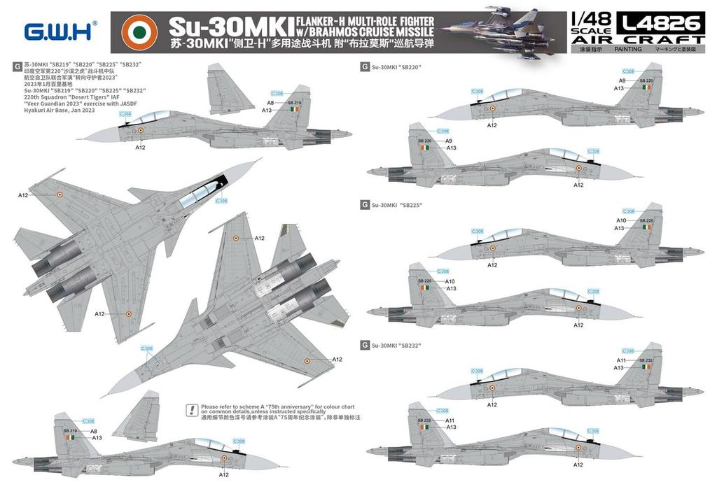 Great Wall Hobby Maßstab Indische Luftwaffe Plastikmodellbausatz L4826 1/48 Su-30MKI (Flugzeug)