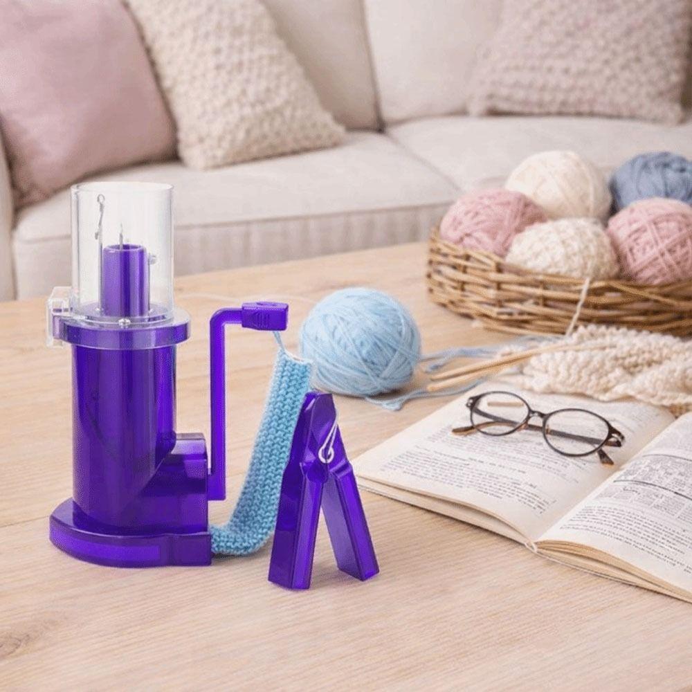 Hand Operated Hand Knitting Machine Simple Design Crocheting Tool DIY Braiding Spool with Clip Hand Crank Yarn Knitting Tool