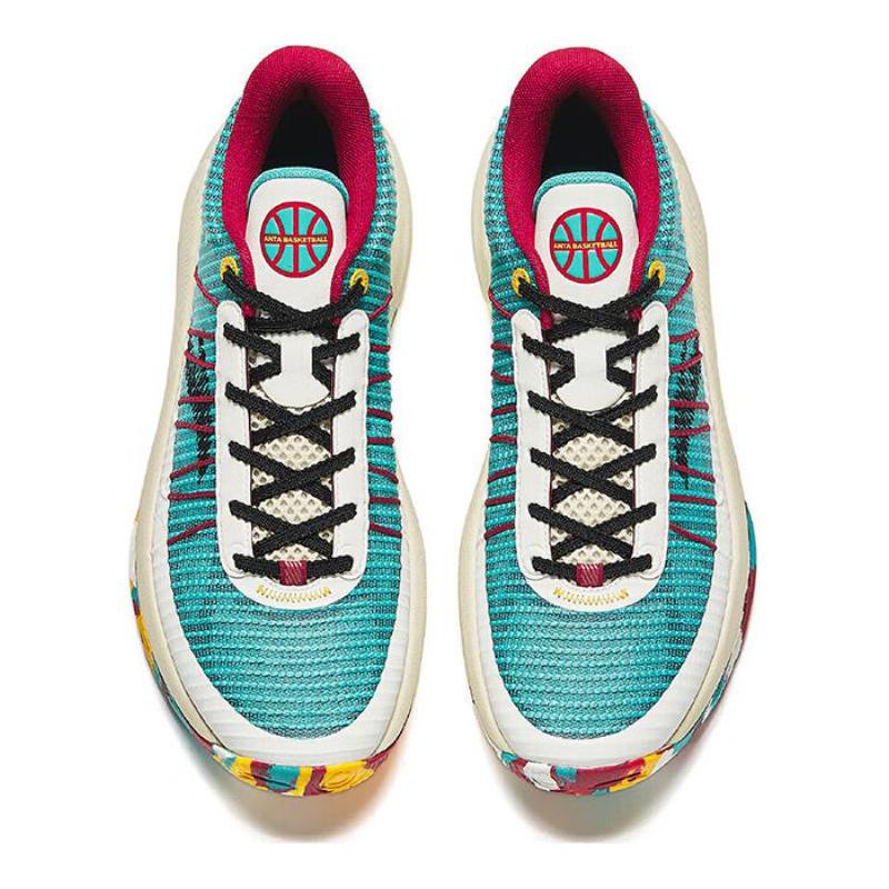 Anta Üç Nokta Rain Lite V2 Şok Emici Düşük Bilekli Basketbol Ayakkabıları Erkek spor ayakkabıları Yeşil Beyaz Kırmızı 112431603Q-6