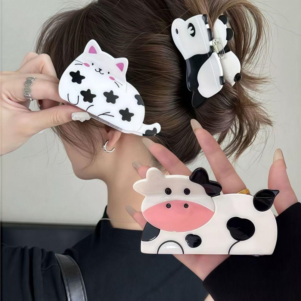 Cute Cow Shape Animal Hairpin Dog Shape Shark Clip Fashion Hair Claw Clip  For Medium Thick Hair