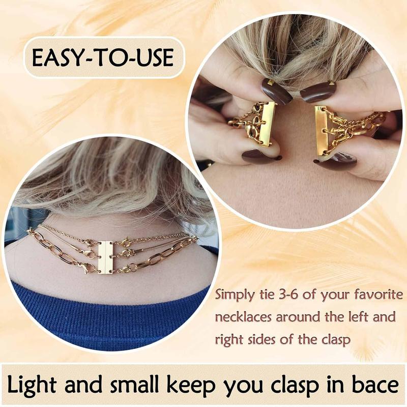 18K Gold Necklace Separator for Layering Lightweight Necklace Stacker Detangler Clas Magnetic Multiple Necklace Layering Bracelet Connector Girls’