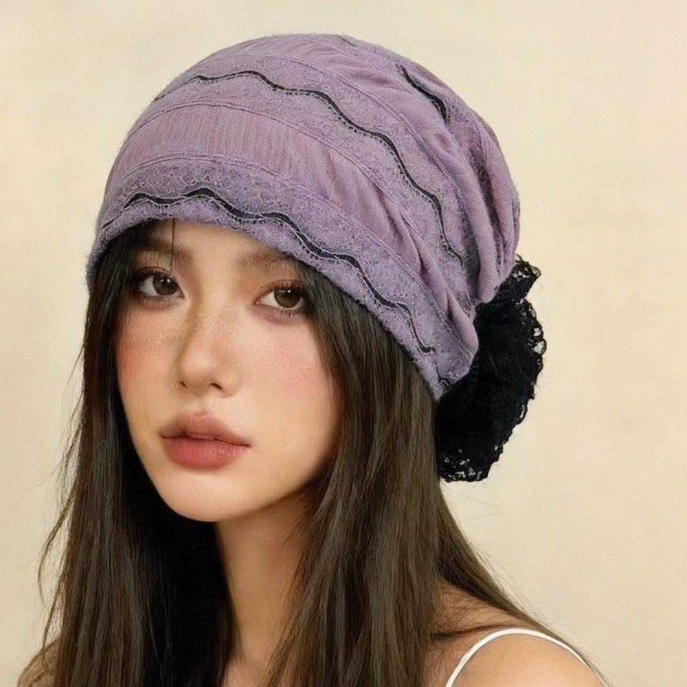 Embroidery Flower Lace Turban Caps Elastic Cancer Chemo Hat Fashion Head Wraps Hat Daily Wear