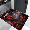 3D Kalėdinė scena Durų kilimėlis su Kalėdų Senelio ir Sniego senio raštais Grindų kilimėlis namų įėjimui Dekoravimas šventinei atmosferai