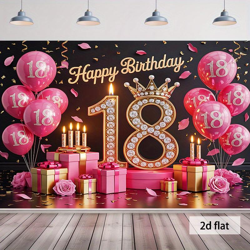 2D 1 Piece - 18th Birthday Celebration Item. Polyester Material Suitable for Home Room and Wall Decoration.