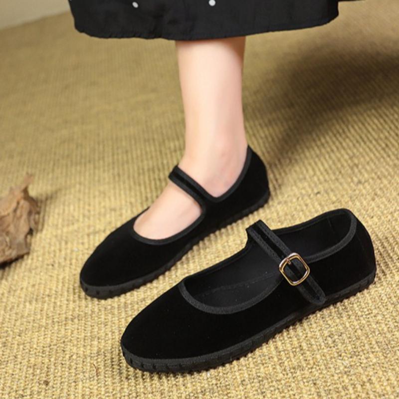 

Elegant Mary Janes Flats Shoes Women Buckle Casual Ballet Shoes Ladies Spring Autumn Canvas Loafers 36 чёрный