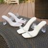 2025 New Open Toe Women's Square Toe Rhinestone Sandals Summer Crystal Best Seller Outdoor Slide Slippers Heels Women