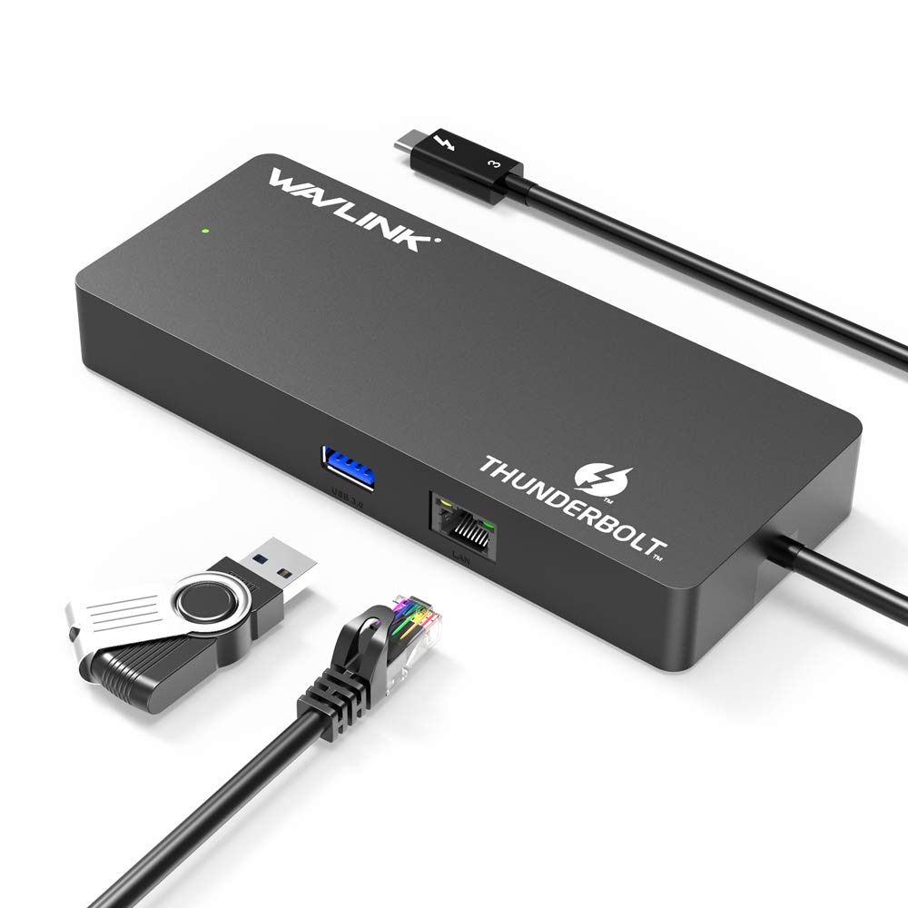 WAVLINK Thunderbolt 3 Mini Dock Docking Station Dual 4K Max 5K Display Output 2 x DP Output Ports THB3 Port A Port Gigabit Ethernet Compatible with
