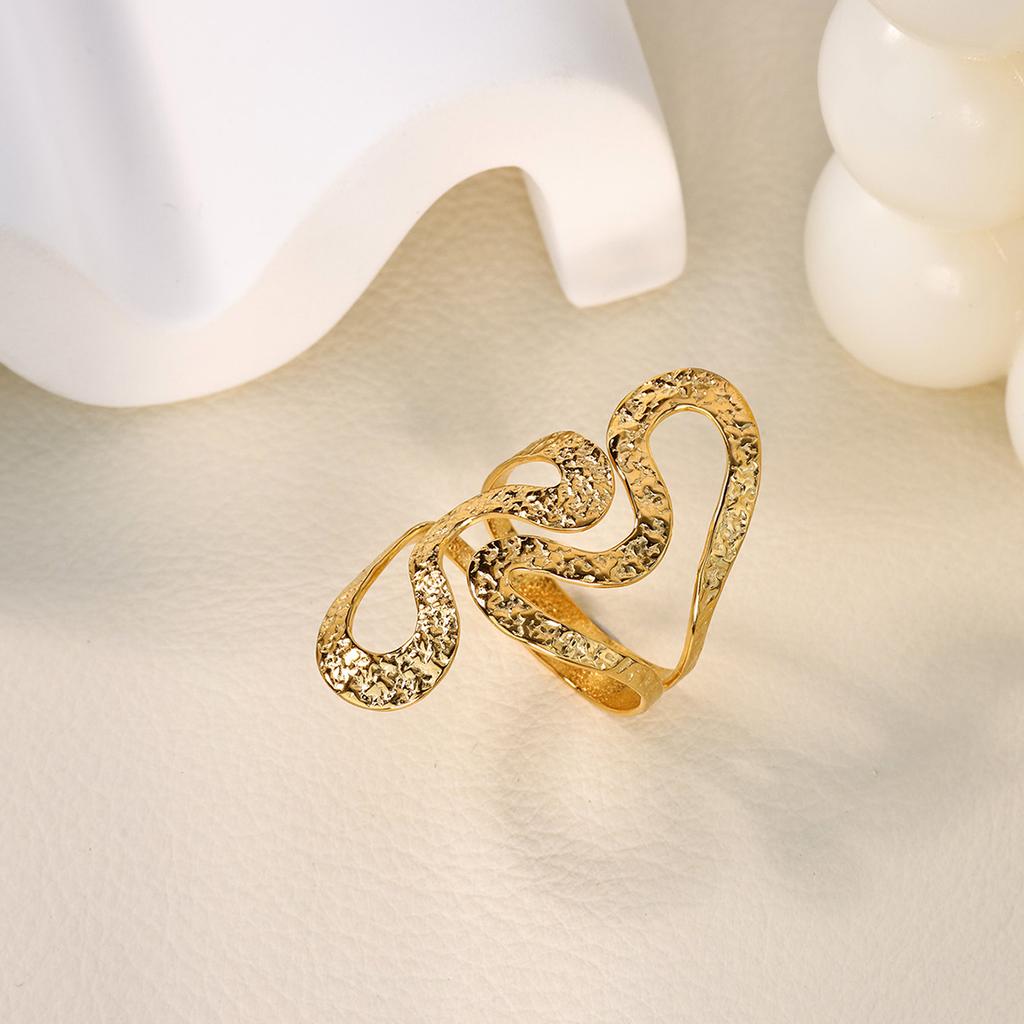 Stainless Steel Chunky Wide Rings For Women Vintage Gold Color Geometric Open Finger Ring Fashion Minimalist Jewelry Gift Femme