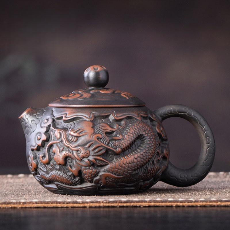 

Jianshui Clay Purple Pottery Teapot Hand Painted Antique Relief Teapot Household Teapot Kungfu Tea Set Kettle
