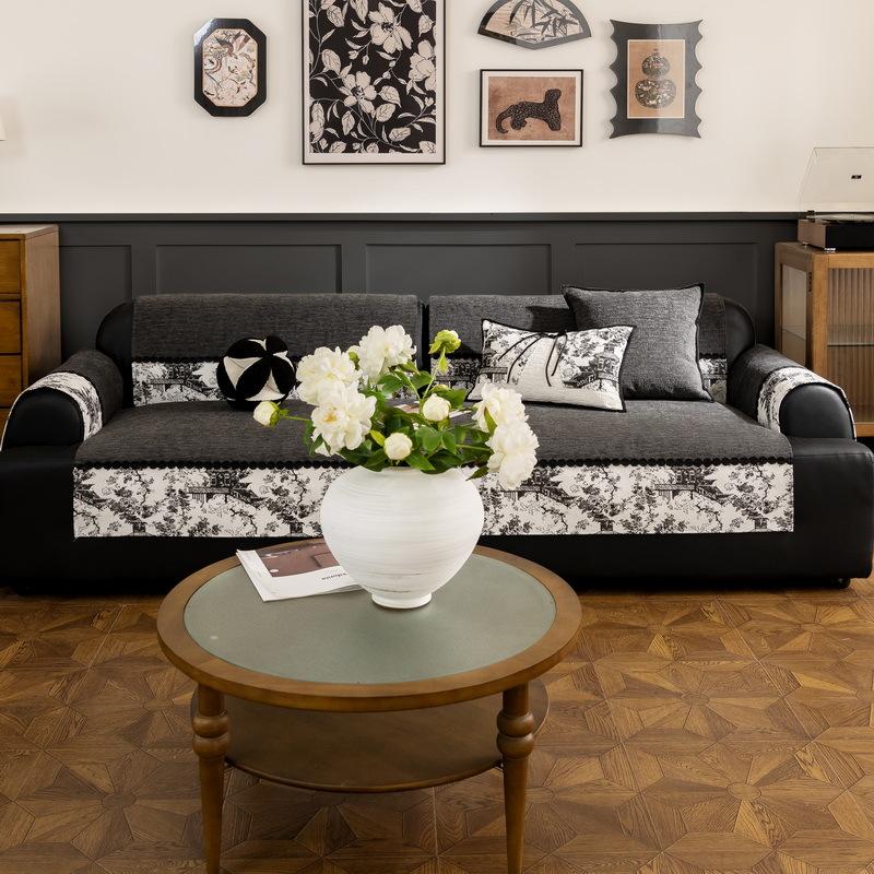 New Chinese Sofa Cushion Universal Non-Slip In All Seasons, High-End Splicing Sofa Seat Cushion, Modern Chinese Sofa Cover Cover Towel
