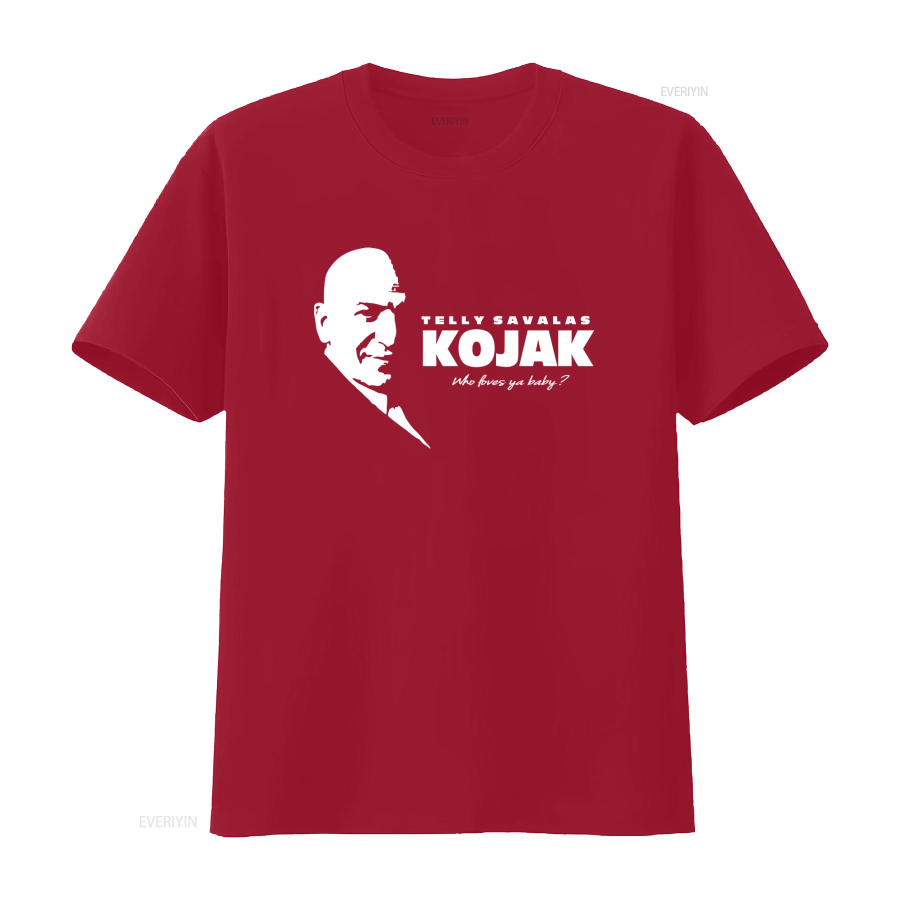 KOJAK Telly Savalas Detective T shirt 100 cotton High Quality Who loves ya baby Print vintage Washed homme Stretched Versatile S