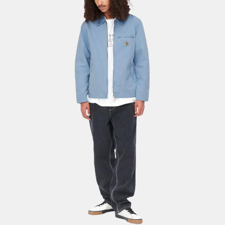 Carhartt WIP Kurtka Detroit Klasyczna Amerykańska Jednolity Kolor Sztruksowy Kołnierz Etykieta Logo Luźny Krój Płótno Robocza Pilotka Kurtka Detroit I026467-1HF-FH