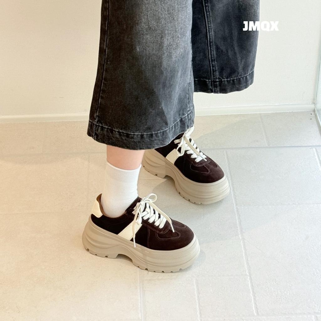 European Station 2025 Spring New Leather Platform Yellow Dexun Shoes Women's Fashion Versatile Casual Shoes Board Shoes Sneakers