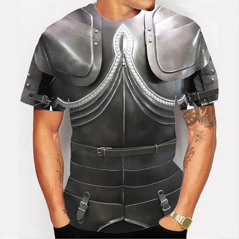 Hot Sale Chainmail Armor 3D T Shirt Men Medieval Knight Graphic Tees Oversized Casual Short Sleeve Crewneck Men Women T-shirts
