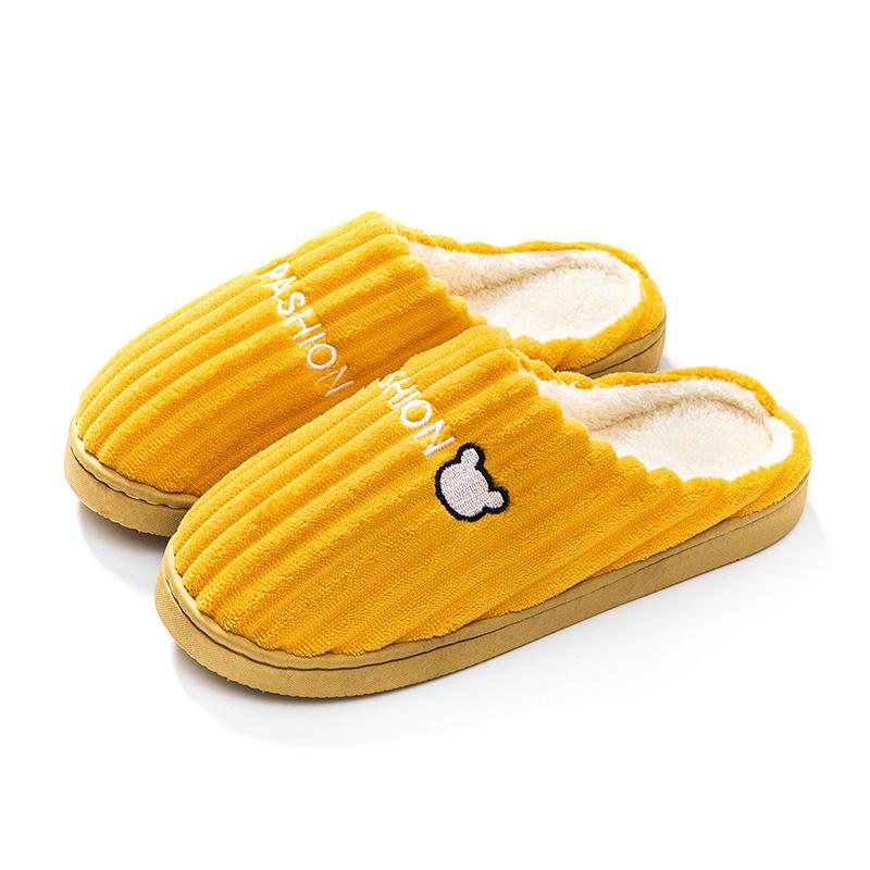 Cotton slippers women's winter home household indoor warm non-slip thick bottom couple hair slippers men's autumn and winter