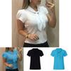 Elegant Women Short Sleeve Bow Chiffon T Shirt Blouse With Breathable Comfort For Ladies