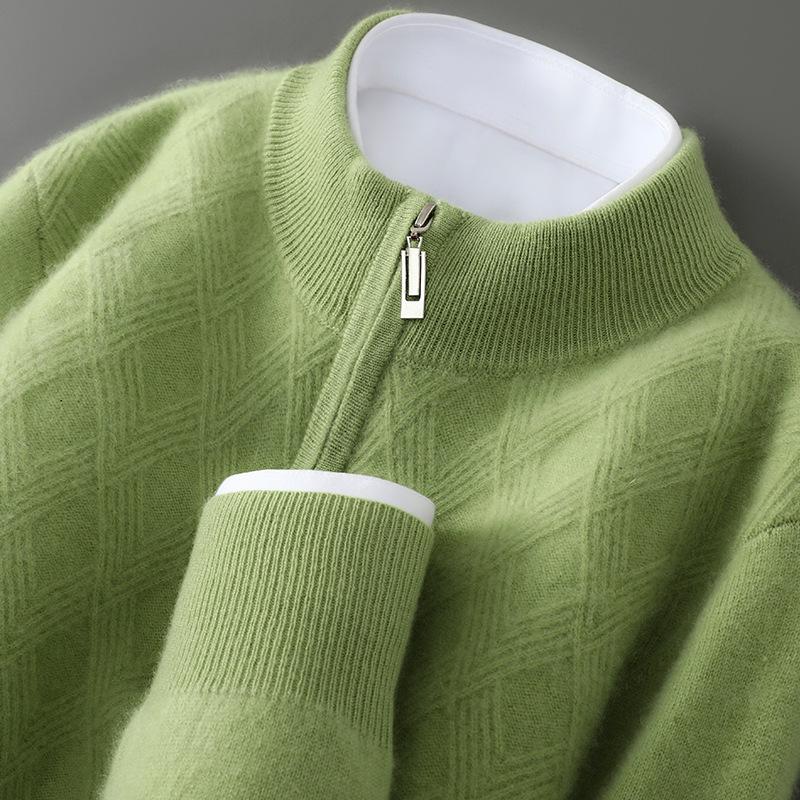 Herren Kaschmirwolle Reißverschluss Pullover - Hochwertige Business Casual Strickware