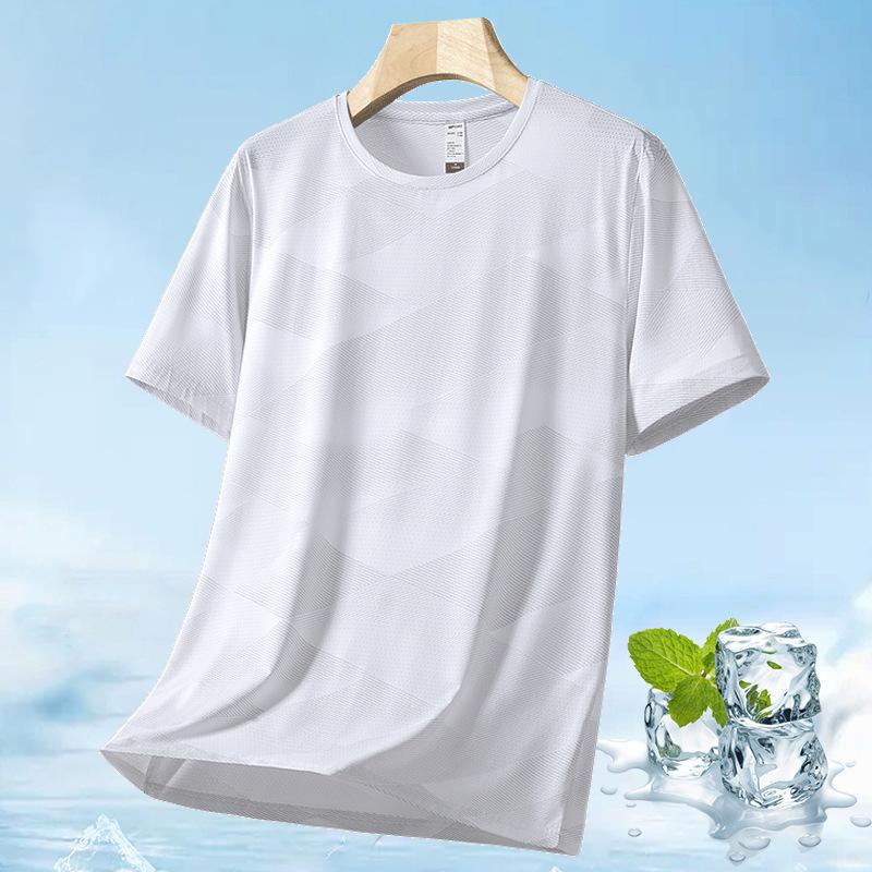 Летняя футболка, мужская камуфляжная футболка с короткими рукавами, однотонная, свободная, из ледяного шелка, мужская быстросохнущая одежда с короткими рукавами, классная футболка 8XL белый