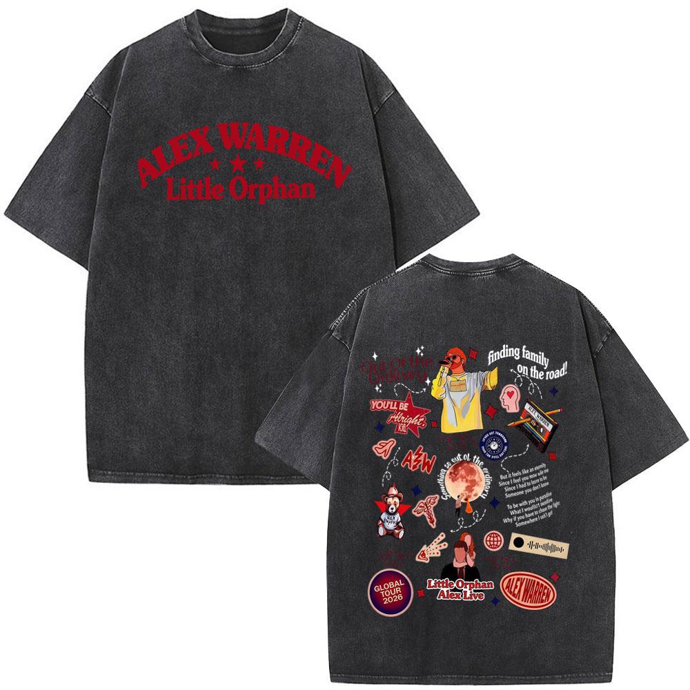 Singer Alex Warren 2026 Tour Print Tees Unisex Unisex Hiphop Tshirt Summer Cotton Loose Casual Vintage Washed Tshirts Streetwear